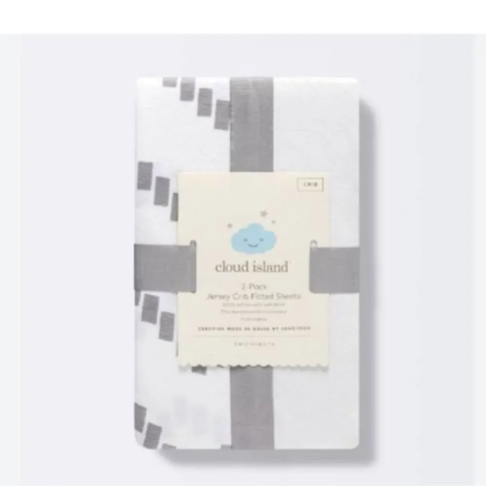 Cloud Island Gray and White Jersey Fitted Crib Sheets - 2-Pack 100% Cotton